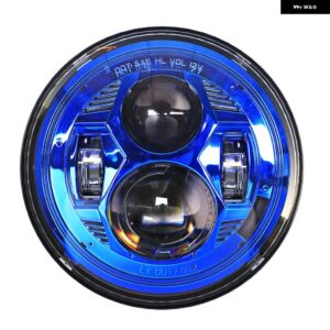 ジープ 7インチインチ H4 LED ヘッドライト ラウンド ハーレー ダビッドソン ファットボーイ バイク 93-08 ドゥカティ モンスター 1000 600 JK TJ LADA 4X4 - Blue