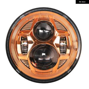 ジープ 7インチインチ H4 LED ヘッドライト ラウンド ハーレー ダビッドソン ファットボーイ バイク 93-08 ドゥカティ モンスター 1000 600 JK TJ LADA 4X4 - Orange