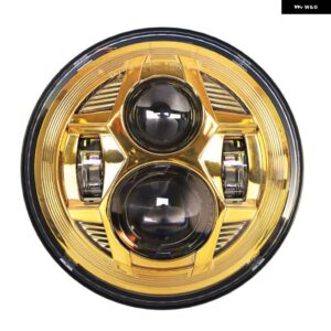ジープ 7インチインチ H4 LED ヘッドライト ラウンド ハーレー ダビッドソン ファットボーイ バイク 93-08 ドゥカティ モンスター 1000 600 JK TJ LADA 4X4 - Yellow