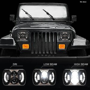 ジープ ペア 7X6 5X7 ヘッドライト LED カーライト アセンブリ ラングラー YJ チェロキー XJ トヨタ タコマ 88-95 PICKUP1 グランド チェロキー - 75W, Black 1pcs