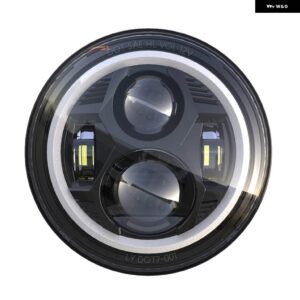 ジープ ラングラー オフロード ハーレー オートバイ 7インチ ラウンド LED ヘッドライト HI/LO ビームライトハローリング アンバー ウィンカー ヘッドランプ - black