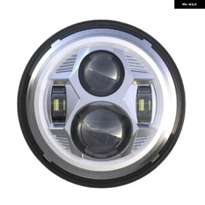 ジープ ラングラー オフロード ハーレー オートバイ 7インチ ラウンド LED ヘッドライト HI/LO ビームライトハローリング アンバー ウィンカー ヘッドランプ - Silver
