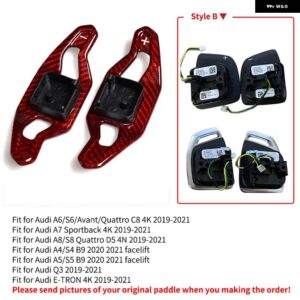 アウディ シフト パドル A3 A4 S4 A5 A6 S6 RS6 C7 C8 A7 S7 RS7 Q2 Q3 Q5 Q7 TT TTRS R8 カーボン ステアリングホイール パドルシフター - red B