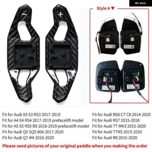 アウディ シフト パドル A3 A4 S4 A5 A6 S6 RS6 C7 C8 A7 S7 RS7 Q2 Q3 Q5 Q7 TT TTRS R8 カーボン ステアリングホイール パドルシフター - Glossy Black-A