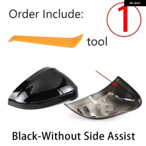 アウディ カーボン スタイル ブラックサイドミラー カバー キャップ A4 B9 クワトロ SLINE A5 S5 RS5 スポーツバックサイドアシスト - 1.Black no assist