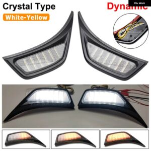 ジープ ラングラー JL 2018-2021 グラディエーター JT トラック 2020 2021 ダイナミック LED サイドマーカー流れる ウィンカーライト シーケンシャル BLI - white　yellow-crystal
