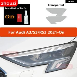 アウディ ヘッドライト フィルムクリアスモークブラック TPU ステッカー A3 S3 RS3 8V 8Y 2021 2022 S ラインスポーツバック 2014-ON - 2020-On T