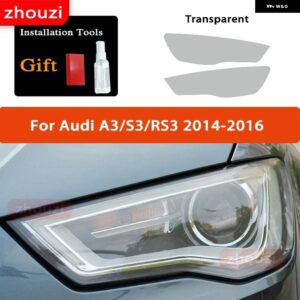 アウディ ヘッドライト フィルムクリアスモークブラック TPU ステッカー A3 S3 RS3 8V 8Y 2021 2022 S ラインスポーツバック 2014-ON - 2014-2016 T