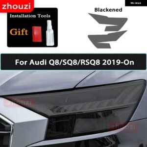 アウディ ヘッドライト フィルムスモークブラック TPU ステッカー A3 8V RS3 RS4 B8 B9 A5 A6 S6 C8 A7 A8 S4 TT TTS Q3 Q5 Q7 Q8 RSQ8 - Q8 19-On