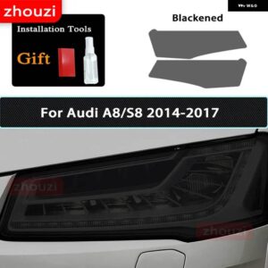 アウディ スモークブラック TPU ステッカー ヘッドライト フィルム A3 8V S3 A4 B8 B9 A5 A6 S6 C8 A7 A8 D4 TT TTS Q3 Q5 Q7 Q8 RSQ8 - A8 14-17
