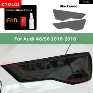 アウディ スモークブラック TPU ステッカー ヘッドライト フィルム A3 8V S3 A4 B8 B9 A5 A6 S6 C8 A7 A8 D4 TT TTS Q3 Q5 Q7 Q8 RSQ8 - A6 16-18