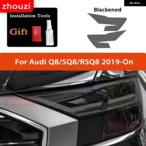 アウディ スモークブラック TPU ステッカー ヘッドライト フィルム A3 8V S3 A4 B8 B9 A5 A6 S6 C8 A7 A8 D4 TT TTS Q3 Q5 Q7 Q8 RSQ8 - Q8 19-On