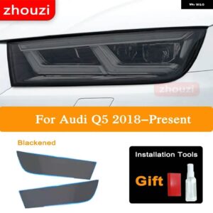 アウディ A3 S3 RS3 A4 A6 A7 S6 Q3 Q5 Q7 ヘッドライト ティントブラックフィルムクリア TPU ステッカー アクセサリー - Q5 18-On B