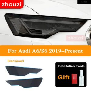 アウディ A3 S3 RS3 A4 A6 A7 S6 Q3 Q5 Q7 ヘッドライト ティントブラックフィルムクリア TPU ステッカー アクセサリー - A6 19-On B