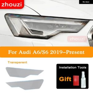 アウディ A3 S3 RS3 A4 A6 A7 S6 Q3 Q5 Q7 ヘッドライト ティントブラックフィルムクリア TPU ステッカー アクセサリー - A6 19-On T