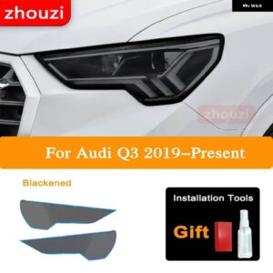 アウディ A3 S3 RS3 A4 A6 A7 S6 Q3 Q5 Q7 ヘッドライト ティントブラックフィルムクリア TPU ステッカー アクセサリー - Q3 19-On B