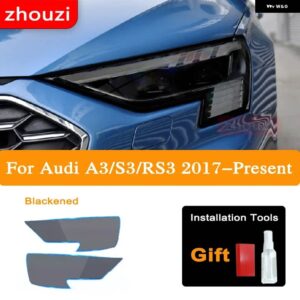 アウディ A3 S3 RS3 A4 A6 A7 S6 Q3 Q5 Q7 ヘッドライト ティントブラックフィルムクリア TPU ステッカー アクセサリー - A3 B