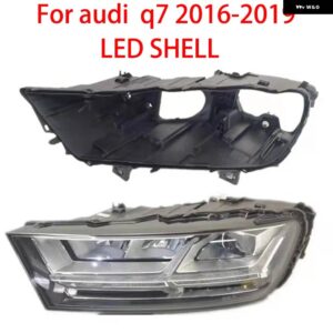 アウディ Q7 LED 2016-2019 ヘッドライト ベース ヘッドライト ライト ボックス ヘッドライト 黒 プラスチック シェル ヘッドライト シェル - Right and Left