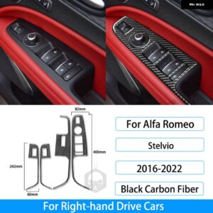 アルファロメオ ステルヴィオ 2016-2022 カーボン B ピラー ドアドアシルハンドル 収納 ボックス カバー トリム インテリア アクセサリー ステッカー - Window Lift RHD