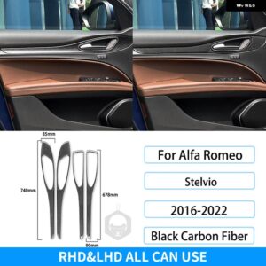 アルファロメオ ステルヴィオ 2016-2022 カーボン B ピラー ドアドアシルハンドル 収納 ボックス カバー トリム インテリア アクセサリー ステッカー - Door Panel
