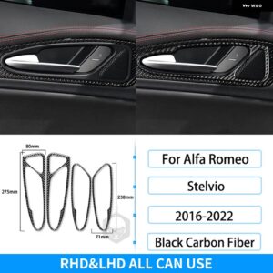 アルファロメオ ステルヴィオ 2016-2022 カーボン B ピラー ドアドアシルハンドル 収納 ボックス カバー トリム インテリア アクセサリー ステッカー - Door Handle
