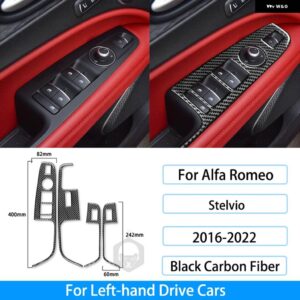 アルファロメオ ステルヴィオ 2016-2022 カーボン B ピラー ドアドアシルハンドル 収納 ボックス カバー トリム インテリア アクセサリー ステッカー - Window Lift LHD