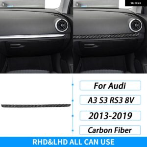 アウディ A3 S3 RS3 8V 2013-2019 カーボン副パイロット ダッシュボード パネル 装飾 ストリップカー インテリア アクセサリー ステッカー - Black Carbon Fiber