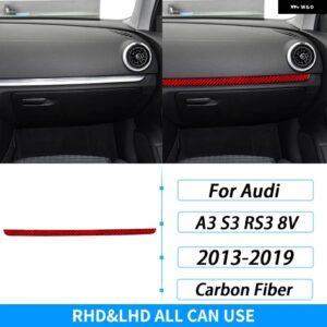 アウディ A3 S3 RS3 8V 2013-2019 カーボン副パイロット ダッシュボード パネル 装飾 ストリップカー インテリア アクセサリー ステッカー - red carbon fiber