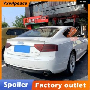 アウディ A5 4 ドアセダン スポイラー 2009-2016 ABS プラスチック 未塗装色リア トランク リップ スポイラー カー スタイリング - WHITE