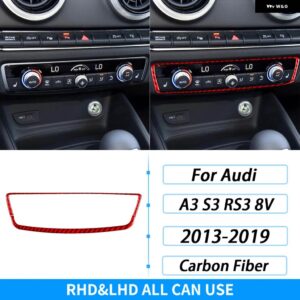 アウディ A3 S3 RS3 8V 2013-2019 カーボン 空調 ノブ フレーム パネル カバー インテリア アクセサリー ステッカー - red carbon fiber