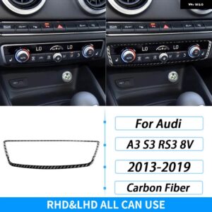 アウディ A3 S3 RS3 8V 2013-2019 カーボン 空調 ノブ フレーム パネル カバー インテリア アクセサリー ステッカー - Black Carbon Fiber