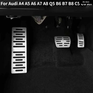 アウディ アクセルペダルブレーキペダルカバー A4 A5 A6 A7 A8 Q5 B6 B7 B8 C5 C6 ブレーキペダル滑り止めアルミ - White