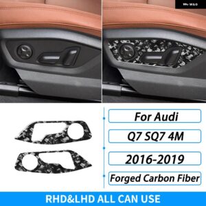 アウディ Q7 SQ7 4メートル 2016-2019 アクセサリーカーボンシート調整 コントロール パネル トリム カバー 車内 装飾 ステッカー - Forged Carbon Fiber