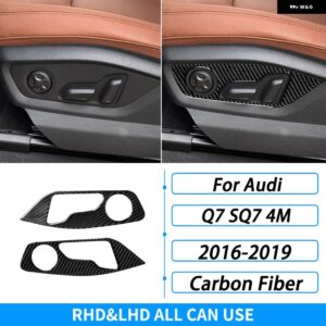 アウディ Q7 SQ7 4メートル 2016-2019 アクセサリーカーボンシート調整 コントロール パネル トリム カバー 車内 装飾 ステッカー - Black Carbon Fiber