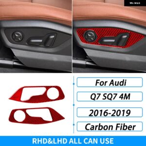 アウディ Q7 SQ7 4メートル 2016-2019 アクセサリーカーボンシート調整 コントロール パネル トリム カバー 車内 装飾 ステッカー - red carbon fiber