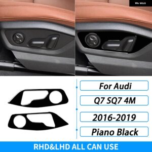 アウディ Q7 SQ7 4メートル 2016-2019 アクセサリーカーボンシート調整 コントロール パネル トリム カバー 車内 装飾 ステッカー - Piano Black