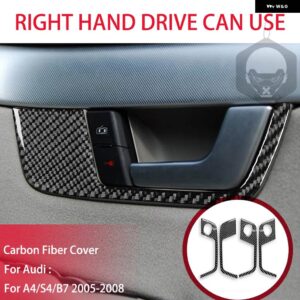 アウディ A4 S4 B7 2005 2006 2007 2008 ドア パネル 装飾 ストリップカバー インテリア トリム カーボン ステッカー 自動車アクセサリー - Orange
