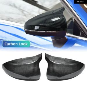 アウディ 2X カーボン スタイル ホーン形状 リアビュードア ウイング サイド ミラー カバー キャップシェルケース A3 S3 8V RS3 2014-2020 - Carbon Look