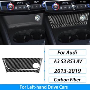 アウディ A3 S3 RS3 8V 2013-2019 カーボンセンター コンソール 電源コンセント パネル カバー カー インテリア アクセサリー ステッカー - Black Carbon Fiber