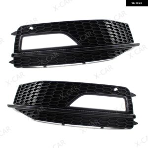 アウディ A4 B8 2012-15 S4 S-LINE フェイスリフトフロントバンパー フォグライト ランプ グリル カバー フレーム - Black 1Pair