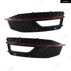 アウディ A4 B8 2012-15 S4 S-LINE フェイスリフトフロントバンパー フォグライト ランプ グリル カバー フレーム - Red-1Pair
