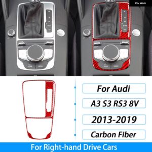 アウディ A3 S3 RS3 8V 2013-2019 カーボンセンター コンソール ギア シフト フレーム トリム カバー カー インテリア アクセサリー ステッカー - Red Carbon Fiber3
