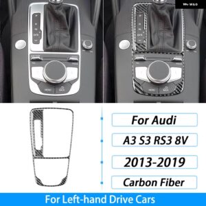 アウディ A3 S3 RS3 8V 2013-2019 カーボンセンター コンソール ギア シフト フレーム トリム カバー カー インテリア アクセサリー ステッカー - Black Carbon Fiber