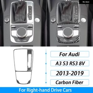 アウディ A3 S3 RS3 8V 2013-2019 カーボンセンター コンソール ギア シフト フレーム トリム カバー カー インテリア アクセサリー ステッカー - Black Carbon Fiber2