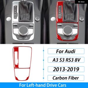 アウディ A3 S3 RS3 8V 2013-2019 カーボンセンター コンソール ギア シフト フレーム トリム カバー カー インテリア アクセサリー ステッカー - red carbon fiber