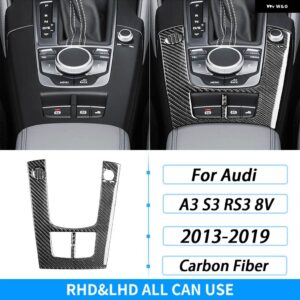 アウディ A3 S3 RS3 8V 2013-2019 カーボンセンター コンソール ギア シフト サラウンドカバー カー インテリア アクセサリー ステッカー - Black Carbon Fiber