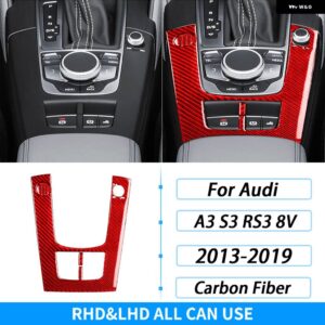 アウディ A3 S3 RS3 8V 2013-2019 カーボンセンター コンソール ギア シフト サラウンドカバー カー インテリア アクセサリー ステッカー - red carbon fiber