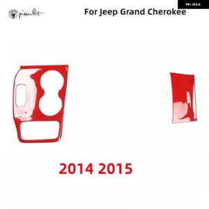 ジープ レッドカーボンパターン室内 装飾 センター コンソール ギア ボックス パネル グランド チェロキー 2015 2014 アクセサリー - red