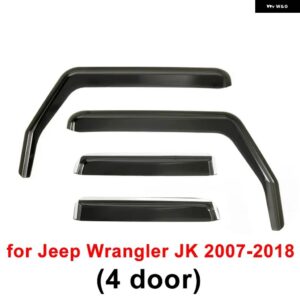 ジープ 2/4個 ブラック車ウィンドウ ディフレクター 内蔵レインシールド ラングラー JL 2018-2022/JK 2007-2018 - for　JK　07-18　4　door