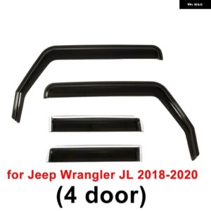 ジープ 2/4個 ブラック車ウィンドウ ディフレクター 内蔵レインシールド ラングラー JL 2018-2022/JK 2007-2018 - for　JL　18-20　4　door